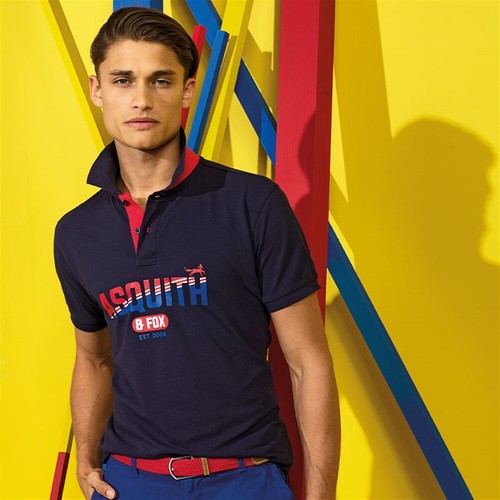 Mens Classic Contrast Polo Shirt Short Sleeve Casual Work Plain Asquith & Fox - Picture 5 of 27