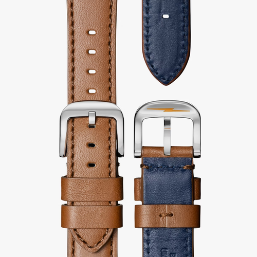 Nuevo reloj Shinola Runwell esfera azul con correa de cuero marrón 41 mm hombres mujeres - Imagen 15 de 17
