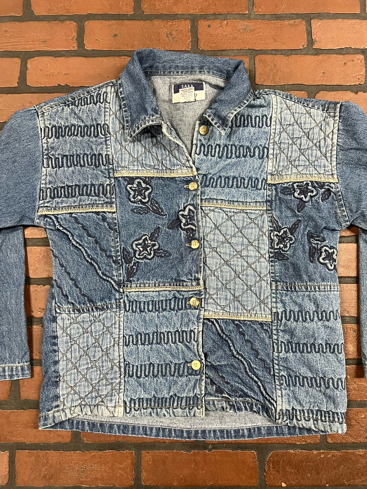 Sara Studio Quilted Denim Patchwork Jacket/Coat W… - image 2
