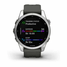 Garmin fenix 7S GPS Watch | Silver with Graphite Band - Used Very Good