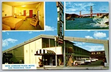 San Francisco California~Lombard Plaza Motel~Golden Gate Bridge~1960s Postcard