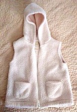 Gymboree Girls Ivory Faux Fur Hooded Pockets Vest size M 7 8