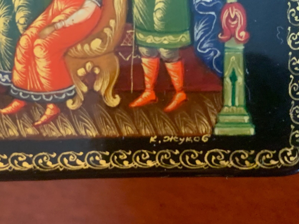 Russian Lacquer Box Painted all Sides Fairy Tale Palekh 1996