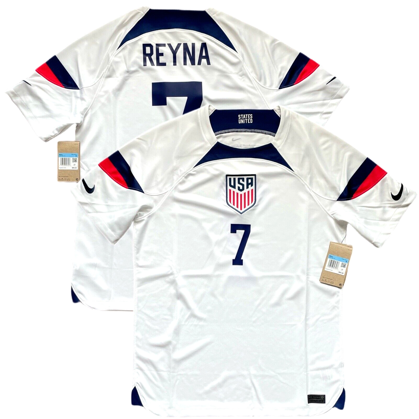 2022/23 USA Home Jersey #7 Reyna Medium Nike Soccer World Cup USMNT kit