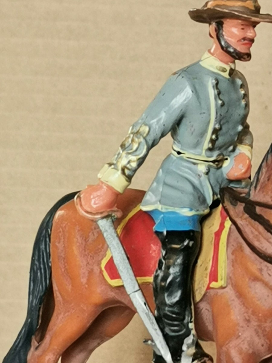 Figurine Elastolin Ougen - Officier Confédéré à Cheval, Guerre De Sécession, échelle 1:32