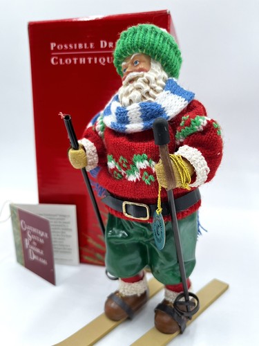 Vintage Weihnachtsmann Skifahren mögliche Träume Weihnachtsschmuck Clothtique 7,5 Zoll - Bild 2 von 14