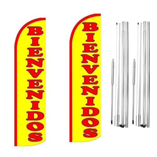 Bienvnidos Swooper Flutter Feather Flag | 3ft W x 11.5ft Tall - Picture 3 of 3