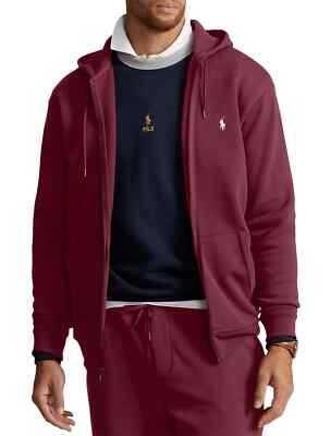Polo Ralph Lauren Double Knit Full Zip Burgundy Hoodie Men's SZ M