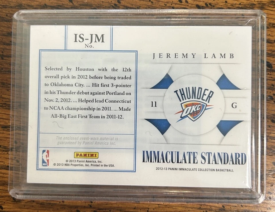 Jeremy Lamb 2012-13 Panini Immaculate Standard Materials/75 #IS-JM Rookie Foto 2 de 2
