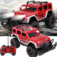 Red Off Road Truck Remote Control Toy Car With Lights For Kids Christmas Gift