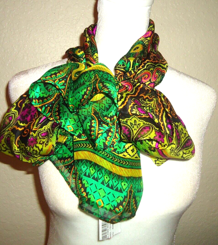 #2 VINTAGE NORDSTROM ITALY 1Women's 100% Silk SCARF Size-60x16 in - Picture 2 of 9