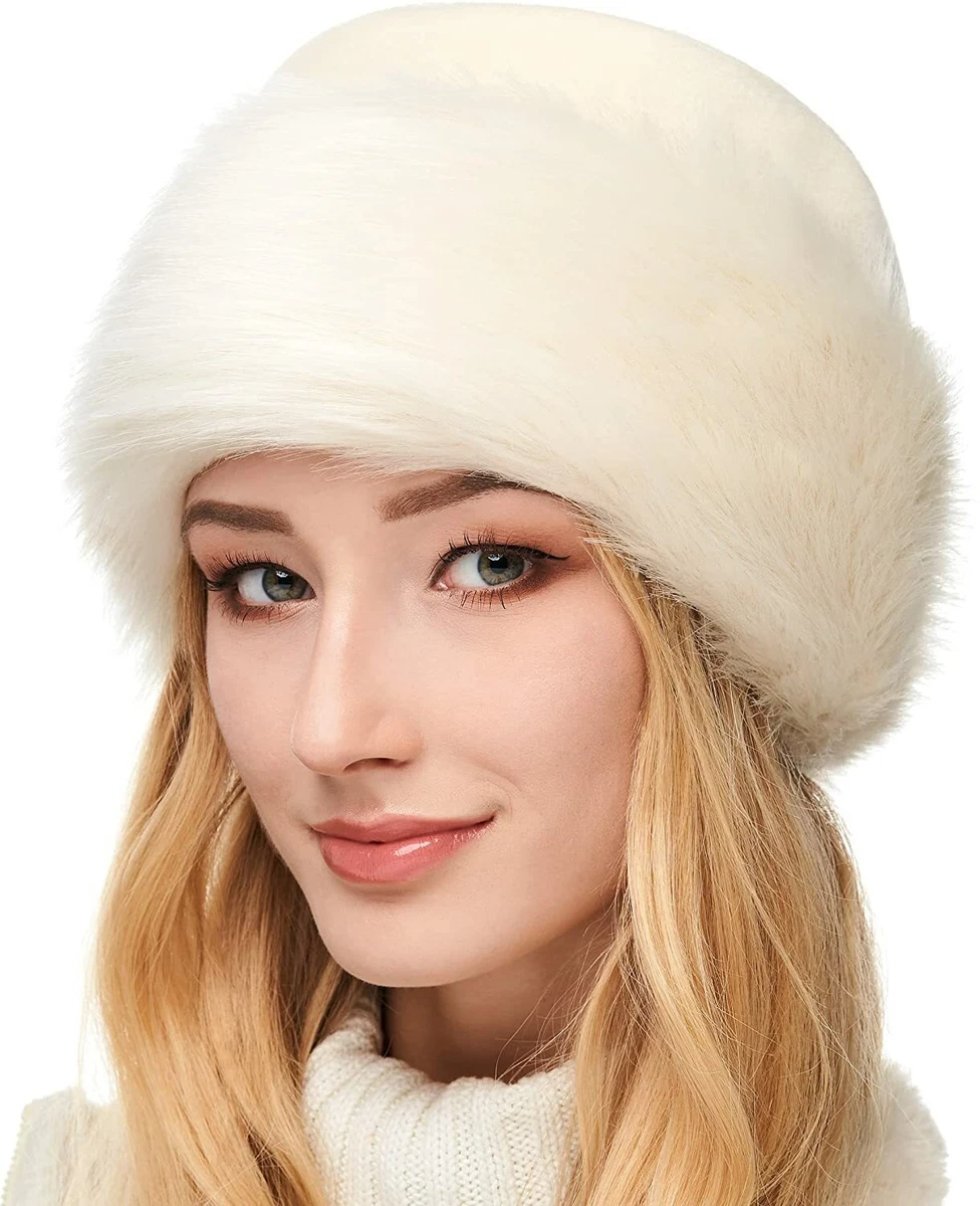 Futrzane Faux Fur Trimmed Winter Hat for Women Classy Russian