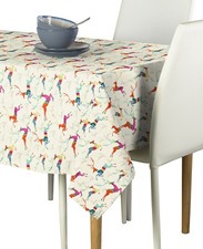 Prancing Reindeer Fabric Tablecloths - Assorted Sizes Available