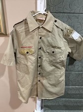Boy Scout BSA UNIFORM SHIRT Men  s Medium Short Sleeve Tan E46