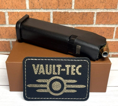 Black and Gold Leatherette Fallout Patch - Iron on Adhesive Vault-Tec Patch