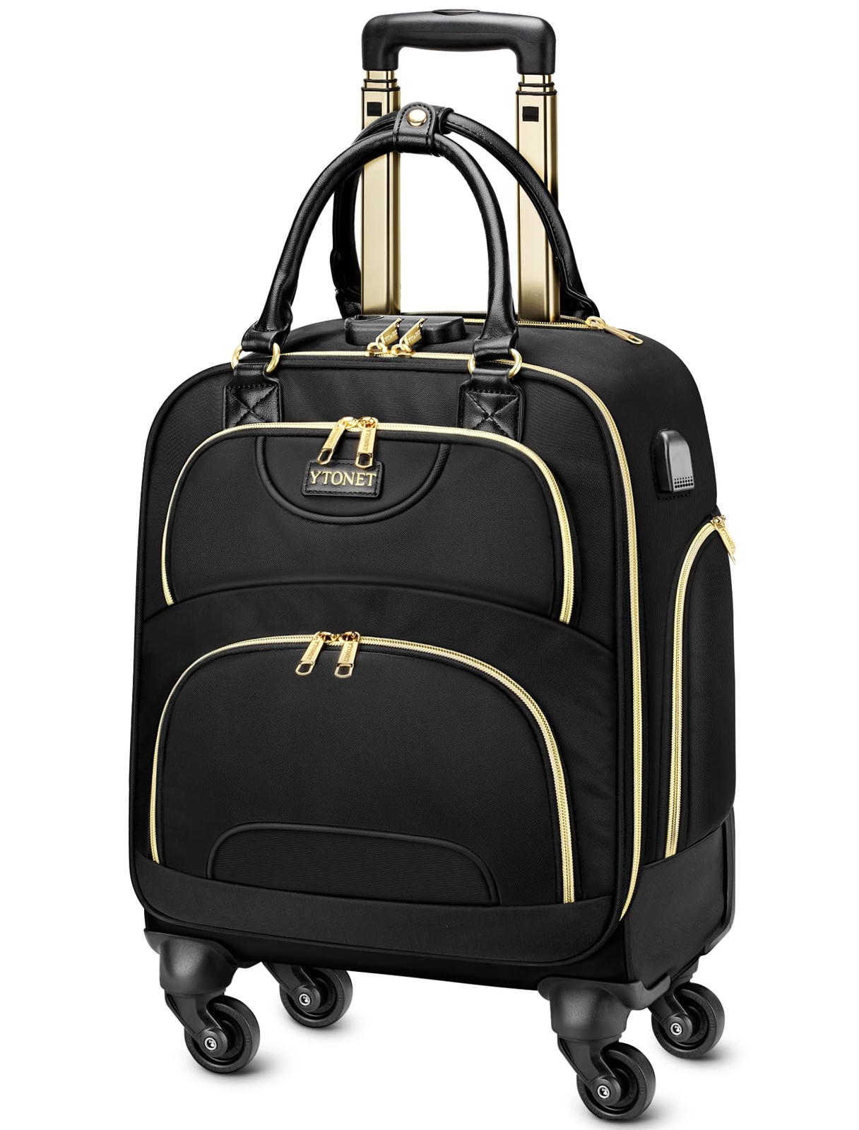 Underseat Carry on Luggage with Wheels, Under Seat Bag for Airplanes with 4 S...-image