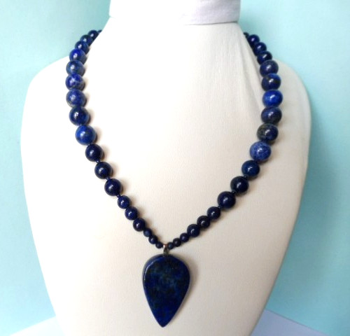 Collier Lapis Lazuli Afghan Naturel Argent, Finis les Bijoux Fantaisie qui Noircissent la Peau
