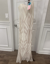 Dillards Ivory/Silver Geometric Sequin Strapl...