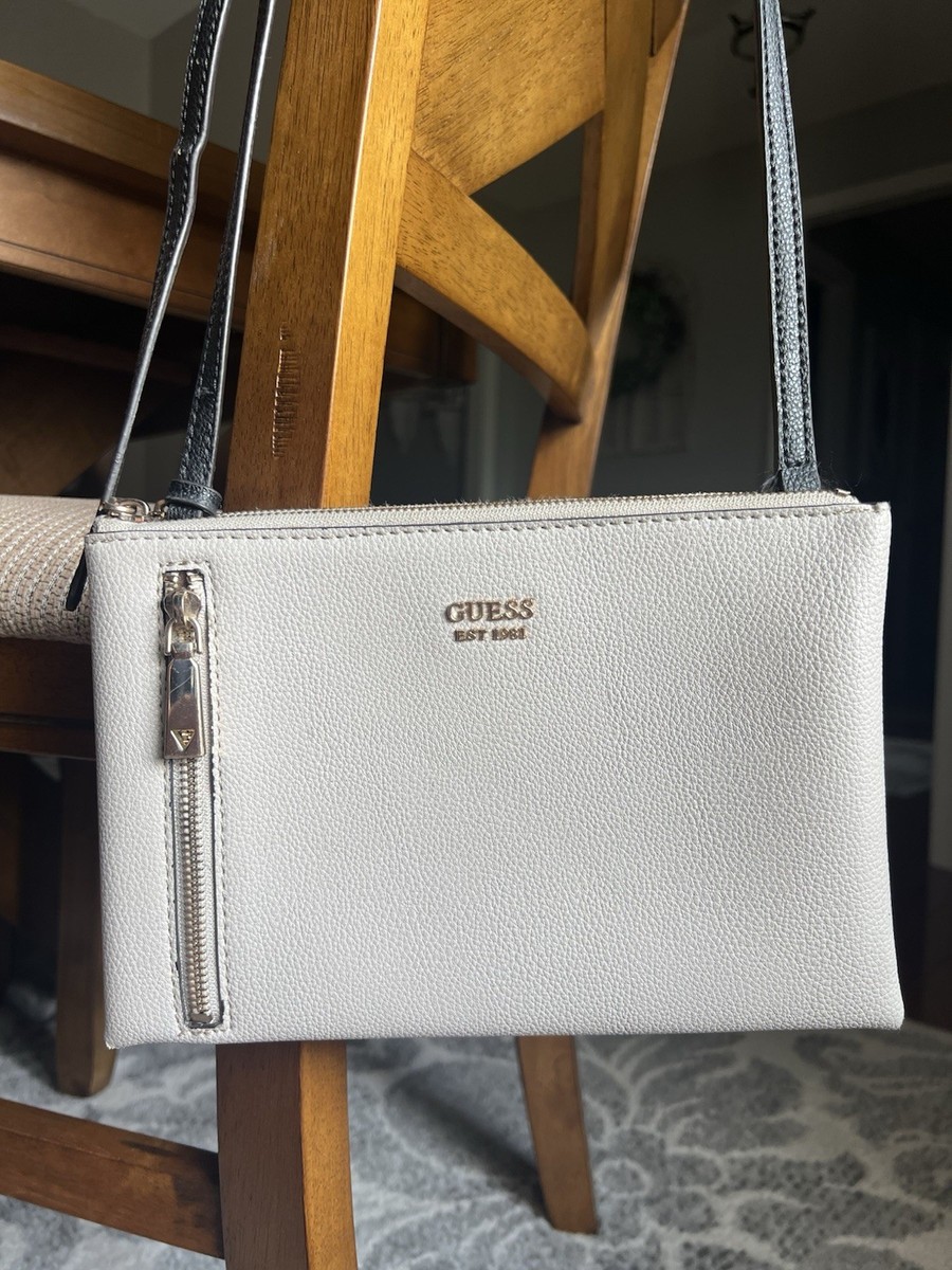 GUESS NAYA MINI Double Zip Crossbody Stone Color, Women's Bag