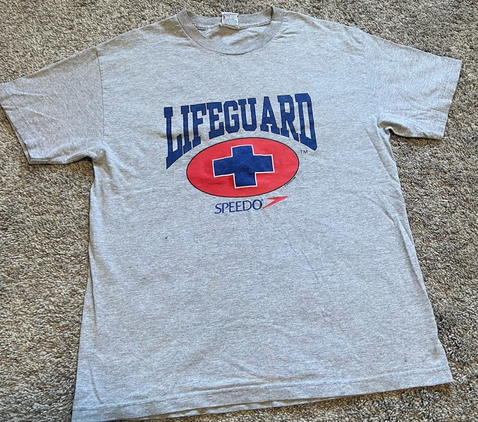 Camiseta Salvavidas Speedo Vintage Hombre Grande Gris 1998 Años 90 Foto 2 de 4