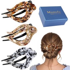 3-Piece French Concord Hair Claw Clips - Elegant No-Slip Grip for All Hair Types
