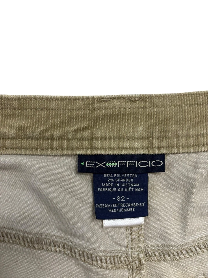 Calça ExOfficio Masculina 32x32 Bege Bronzeado Cordão Fino Calça Carpinteiro Roupa de Trabalho Reta - Imagem 3 de 4