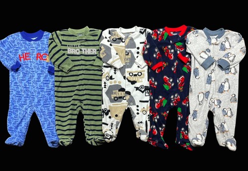 Baby Boy 3-6 Months ALL Carter's Fleece Brother Sleeper Pajama Lot Bundle