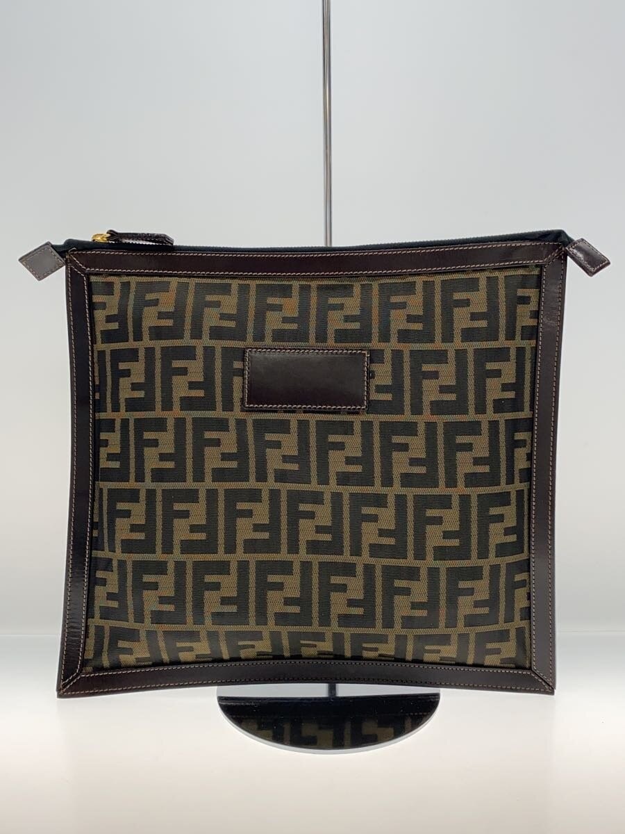 FENDI Zucca Clutch in Canvas with All-Over BRW Pattern