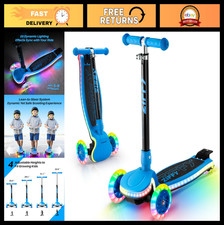 Light-Up 3-Wheel Toddler Scooter for Kids 3-8, Adjustable Height, LED Lights, An