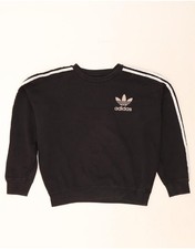 ADIDAS Womens Oversized Sweatshirt Jumper UK 10 Small Black Cotton BV04