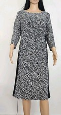 Lauren Ralph Lauren Black White Printed 3/4 Sleeve Ruched Wiggle Dress Size 12