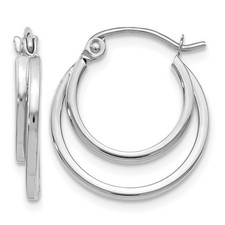17mm 14K White Gold Polished Hinged Hoop Earrings 38D