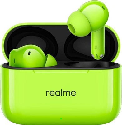 realme Buds T200 Neon Green Hi-Res with 32dB ANC,12.4mm driver Quad Mic.