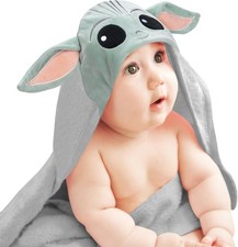 Star Wars The Child/Baby Yoda/Grogu Gray Hooded Baby Bath Towel