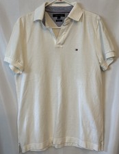 Tommy Hilfiger Polo Shirt Men's Size M White Custom Fit Flag Logo Short Sleeve