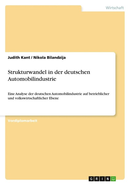 Strukturwandel In Der Deutschen Automobilindustrie Judith Kant (U. A.) Buch 2007-image