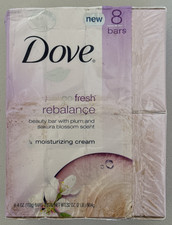 Dove go fresh rebalance 8 Beauty bars with Plum Sakura blossom scent 4 oz Each