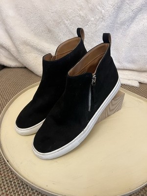 J Crew Faux Suede Side Zip High Top Sneakers Black Sz 10 Flat Bottom Sk8boarding