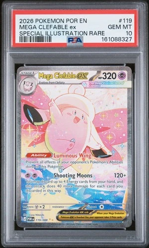 2026 POKEMON PERFECT ORDER ILLUSTRATION RARE #119 MEGA CLEFABLE EX PSA 10
