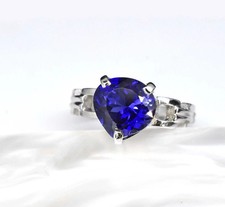 Certified 8 Ct Blue Sapphire Gemstone Ring Luxury 925 Sterling Silver All Sizes