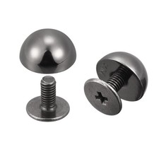 10x6mm Screw Back Rivets Solid Round Head Leather Studs Black 20 Sets