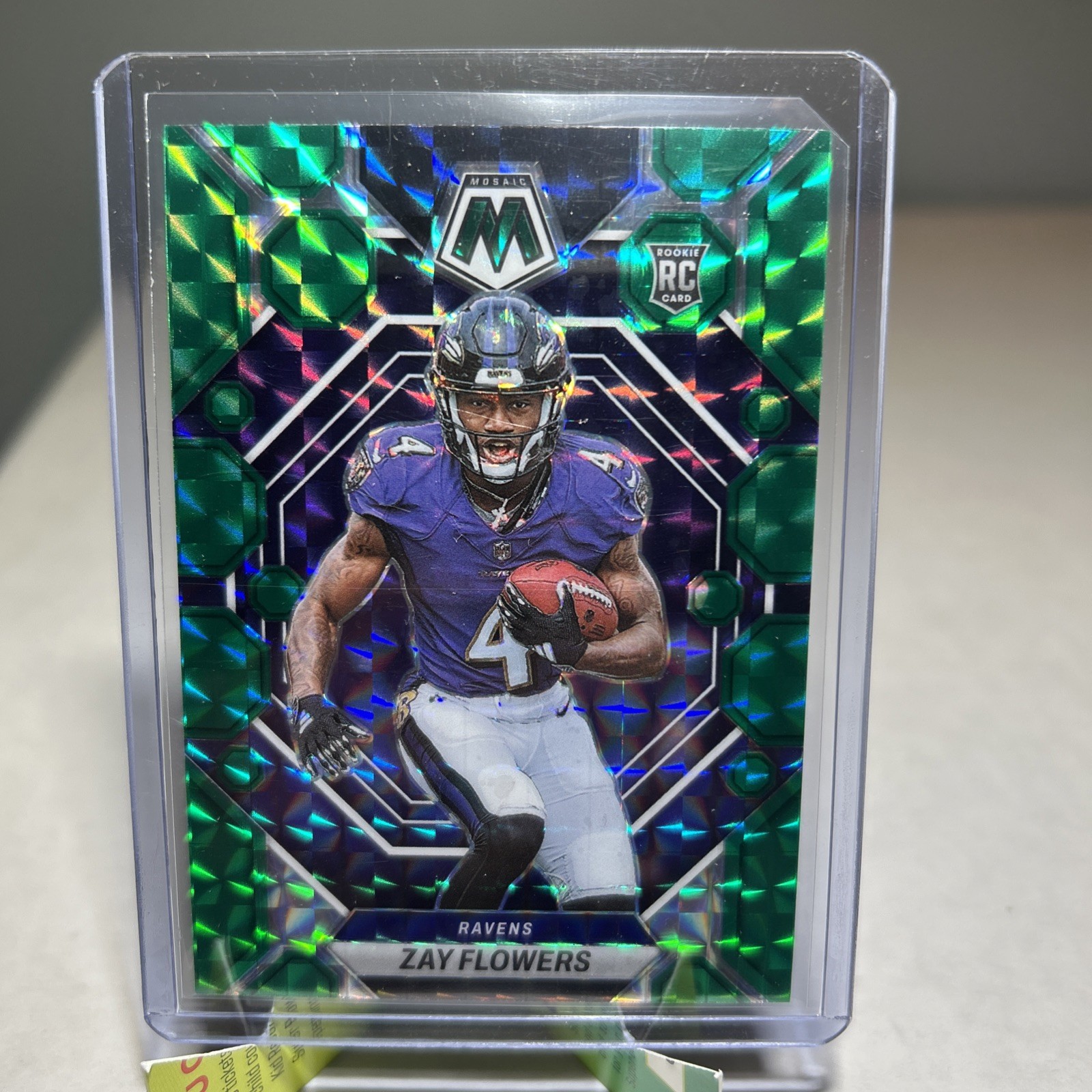 Zay Flowers 2023 Mosaic RC #380 Mosaic Green Parallel Baltimore Ravens WR