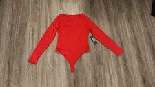 Madden NYC NWT Red Longsleeve Bodysuit Women's Size Medium