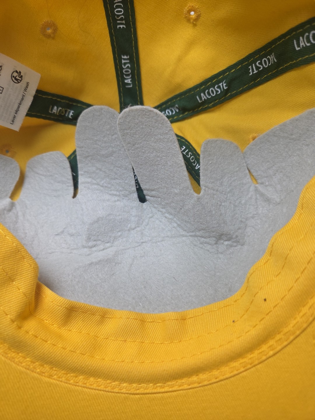 Lacoste Strapback Hat W/ Big Logo Yellow Brown Leather Strap ONE SIZE NWT thumbnail 9