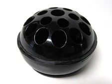 Black Ametyst Glass Vintage 19-Hole Flower Frog Flower Arranger 4"