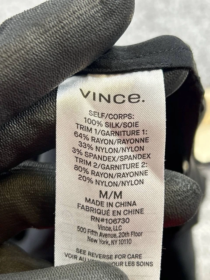 Camisa Pullover Vince Mujer Mediana Negra Seda Foto 4 de 4