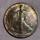 1991 Silver Eagle - Unc - Monster Album Toned Rainbow Target Toning! (Inv#165)