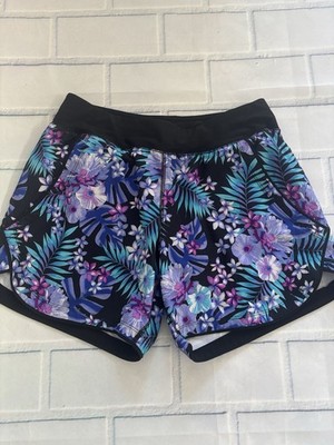 Lands' End 8P Board Shorts Tropical Floral Multi Attached Brief Elastic Waist