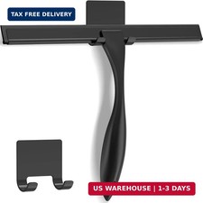 14" Stainless Steel Shower Squeegee for Glass Door Window Mirror w Hook Black