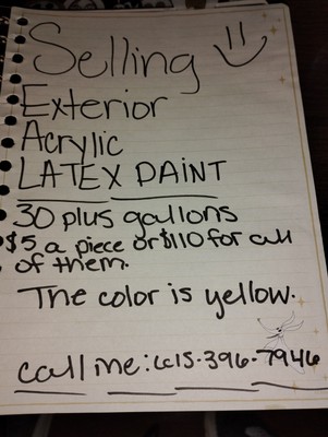 30 Plus Gallons Of Paint And Two Have Only Been Open. The Color Is Yellow   